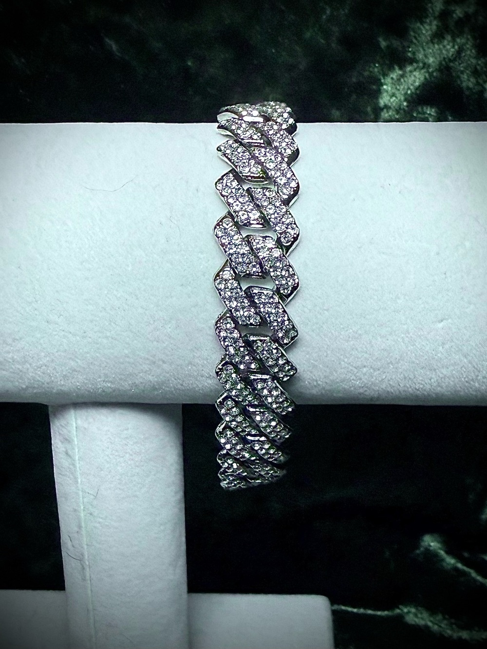 Pavé Crystal Cuban Link Bracelet in Silver